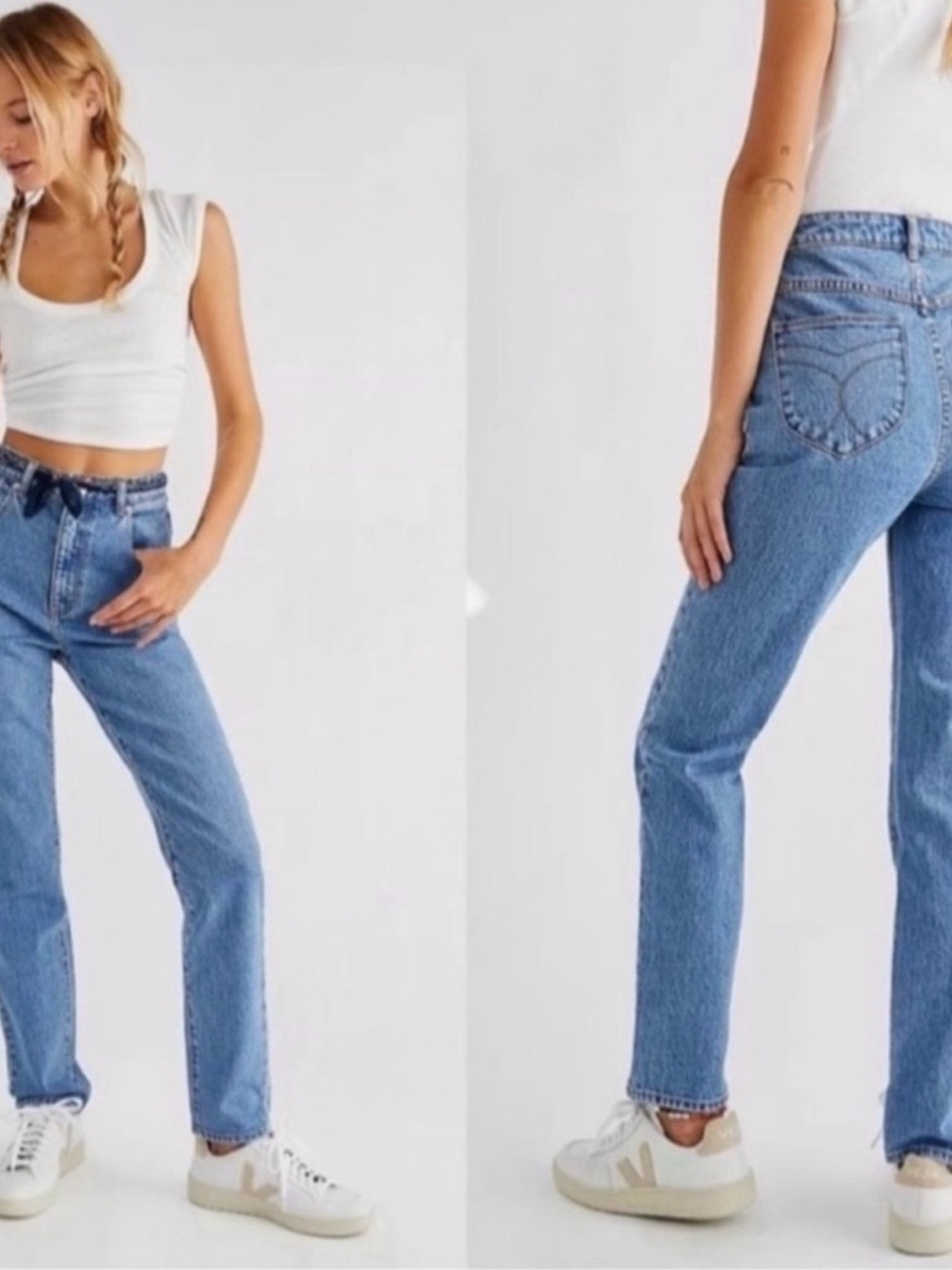 Rollas Jeans Women’s Size 31 Dusters High Rise Slim Light Wash Blue Tapered Leg